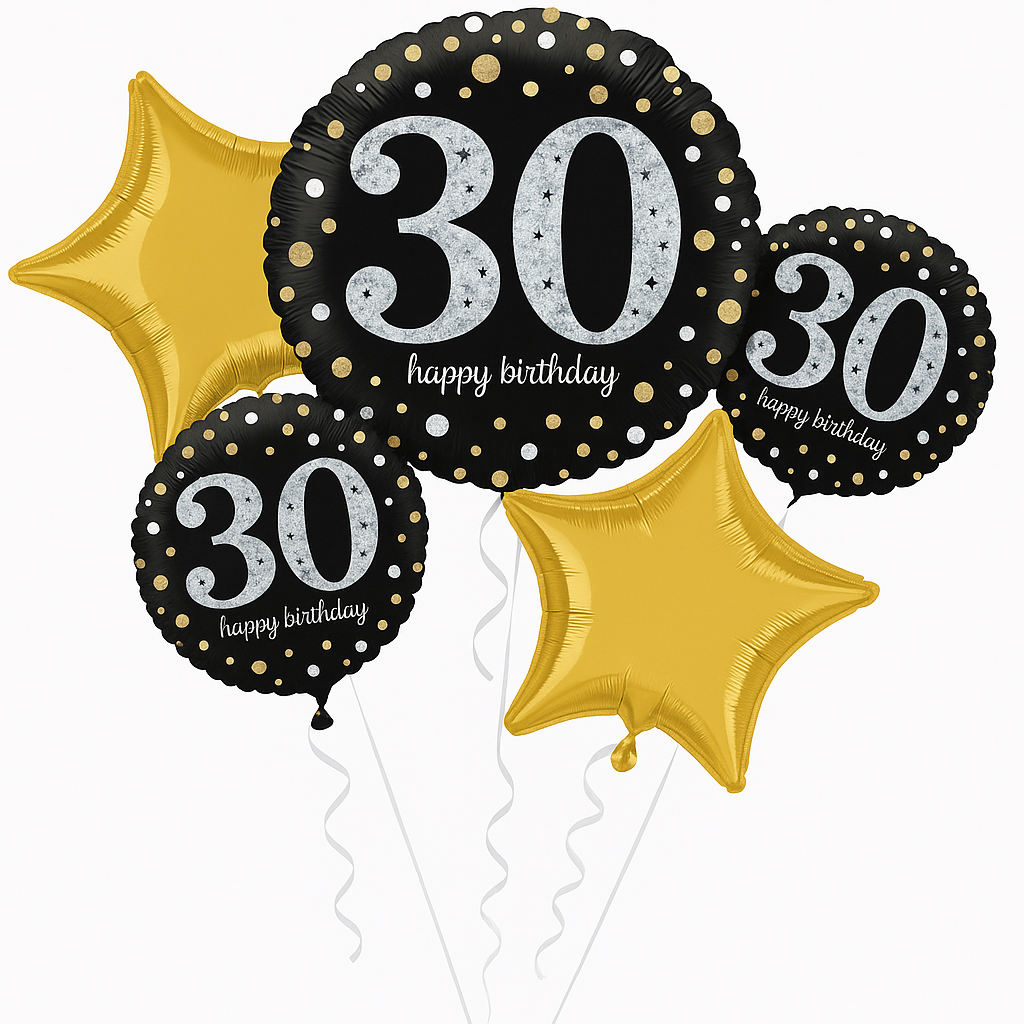 Sparkling 30th Birthday Foil Balloon Bouquet