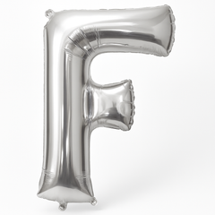 Silver Letter "F" Foil Balloon - Metallic Finish