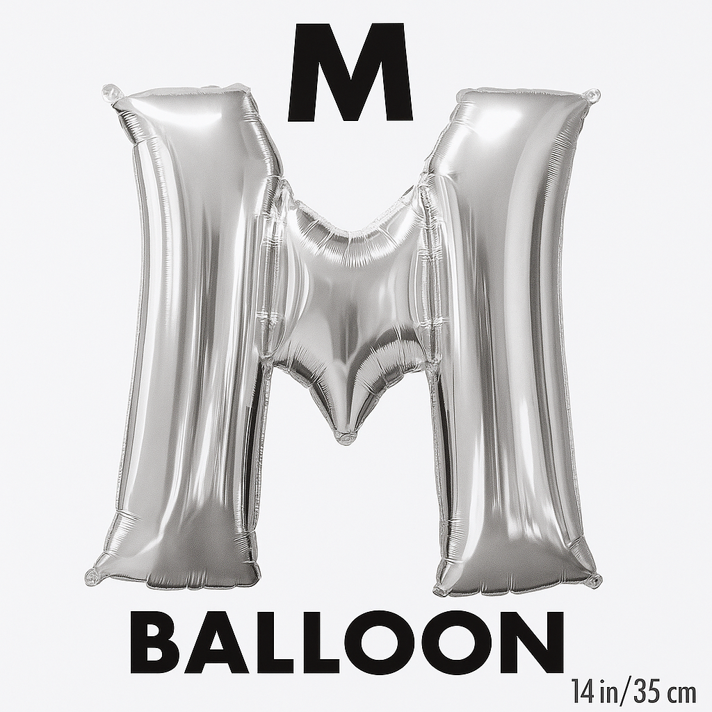 Silver Metallic Letter "M" Foil Balloon