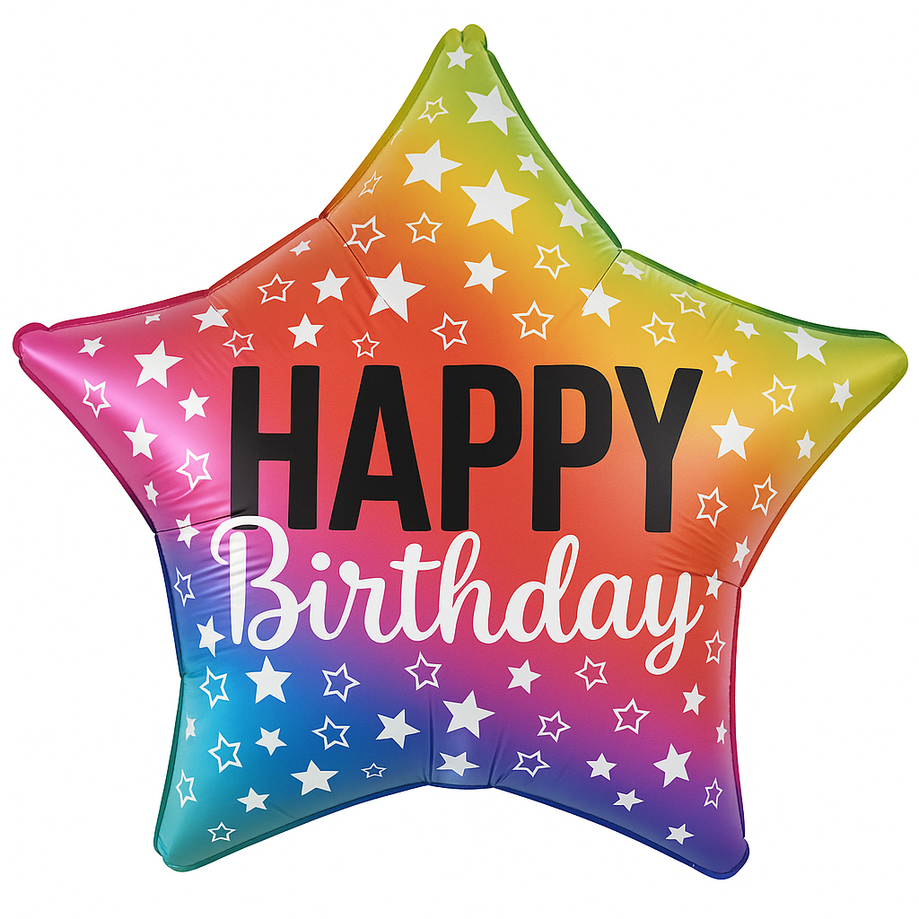 Rainbow Star Happy Birthday Foil Balloon - 18 Inch