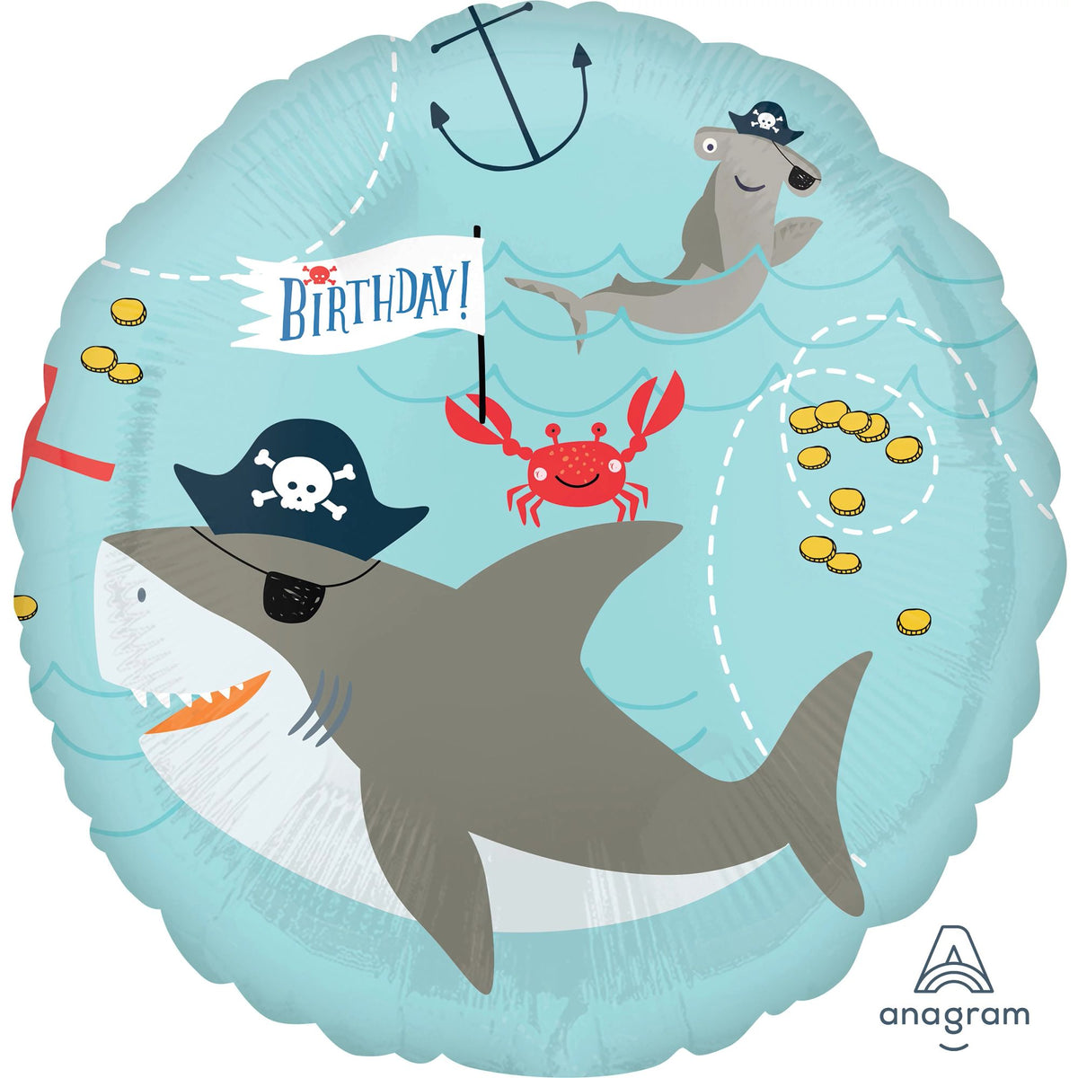 Ahoy Pirate Shark Mylar Balloon - 18-Inch