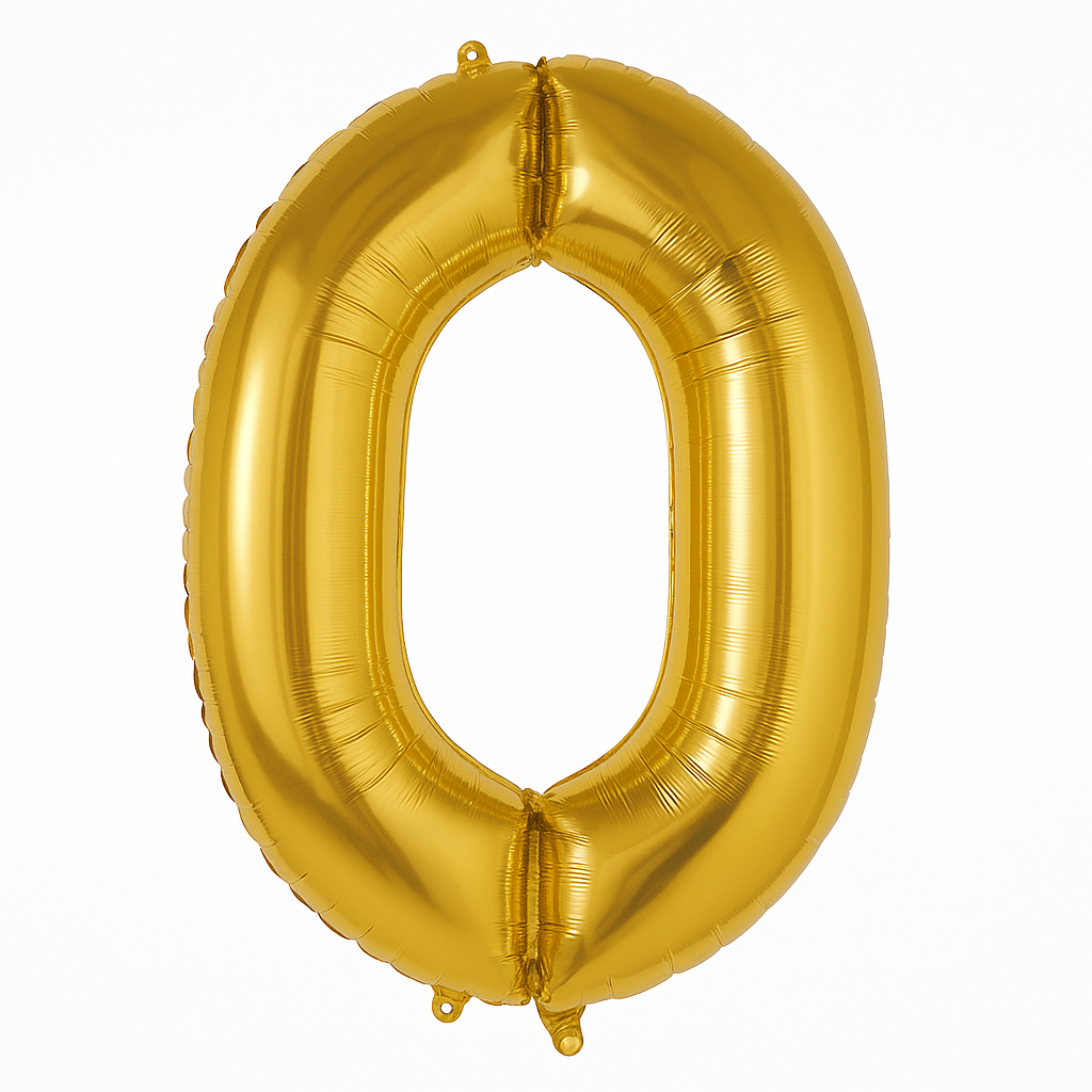 Gold Number 0 Foil Balloon - 50 Inch Metallic Celebration Decor