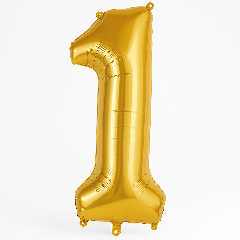 50-Inch Gold Number 1 Foil Balloon - Helium & Ribbon Included