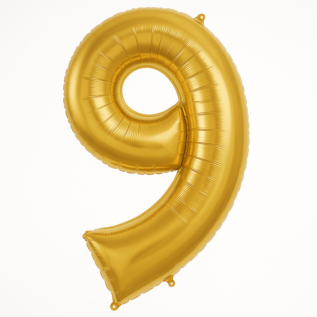Giant 50" Gold Number 9 Foil Balloon - Metallic Celebration Decor