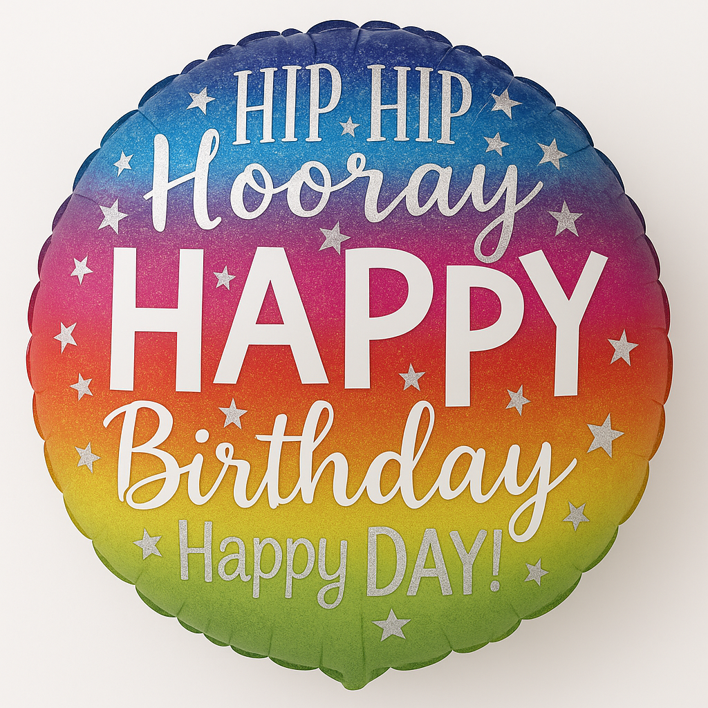 Hip Hip Hooray Happy Birthday Mylar Balloon