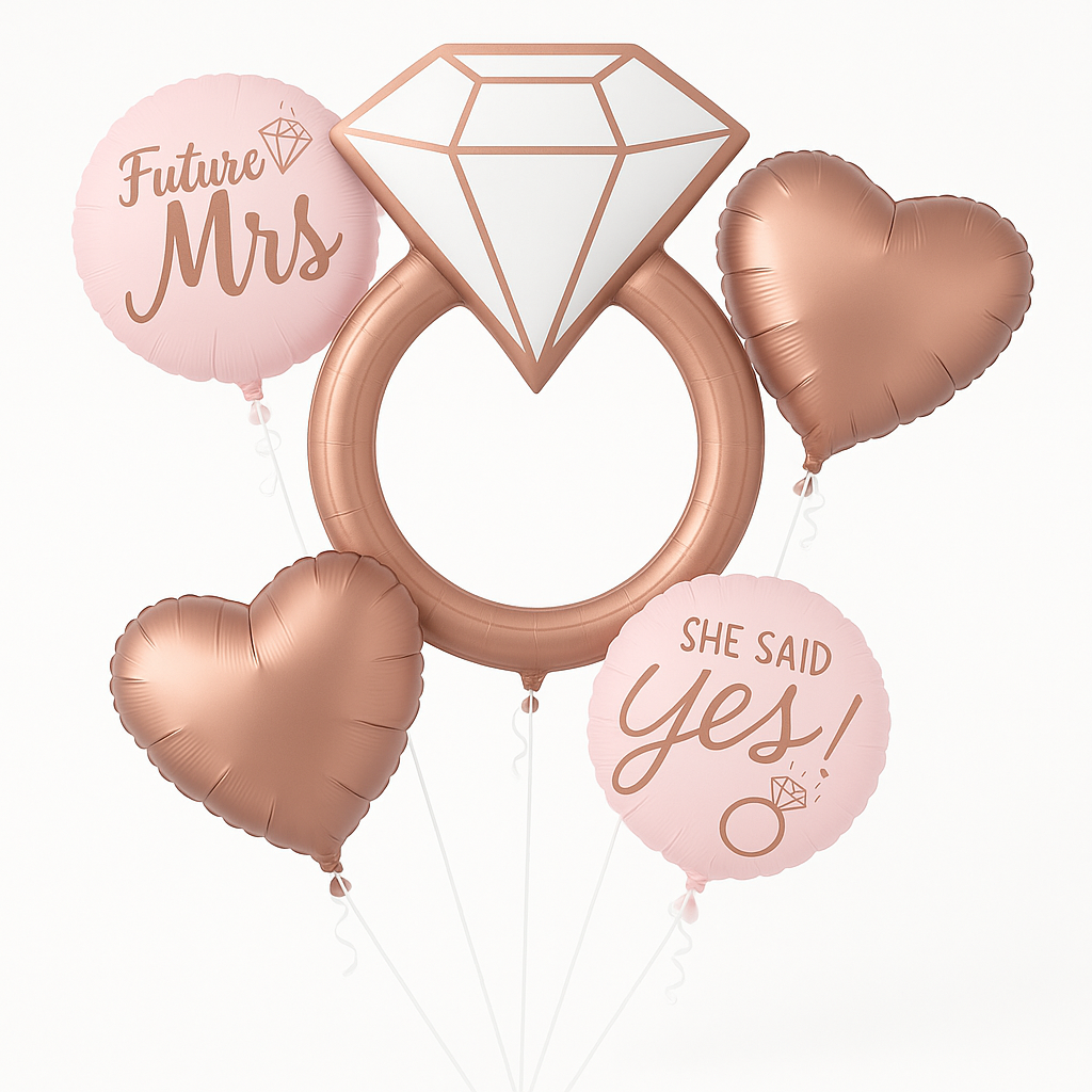 Blush Wedding Foil Balloon Bouquet - 5 Piece Set