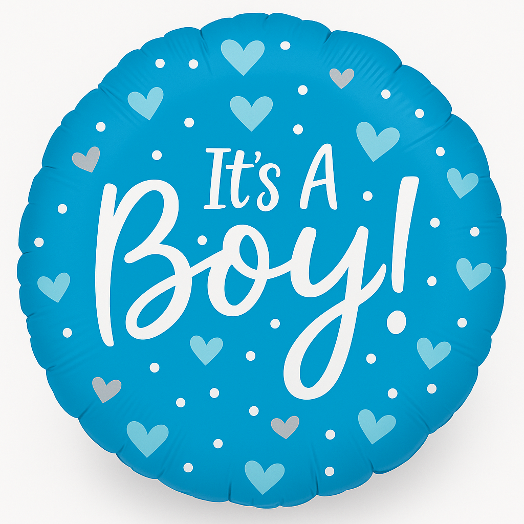 "It's a Boy!" Heart & Dots Foil Balloon - 18in