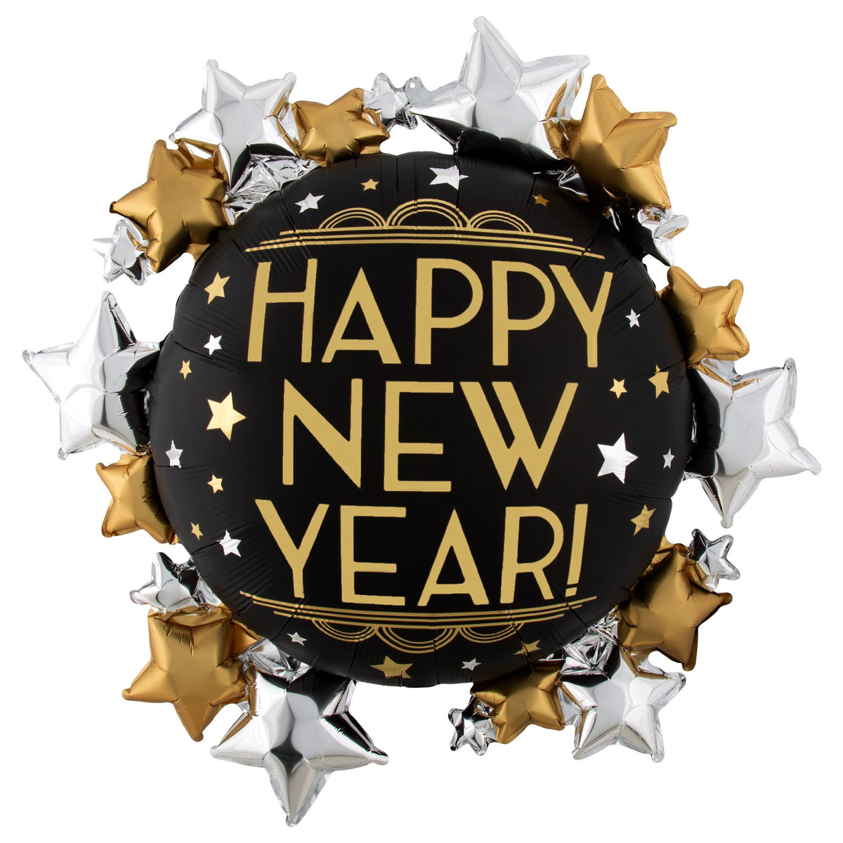 Happy New Year Metallic Starburst Balloon
