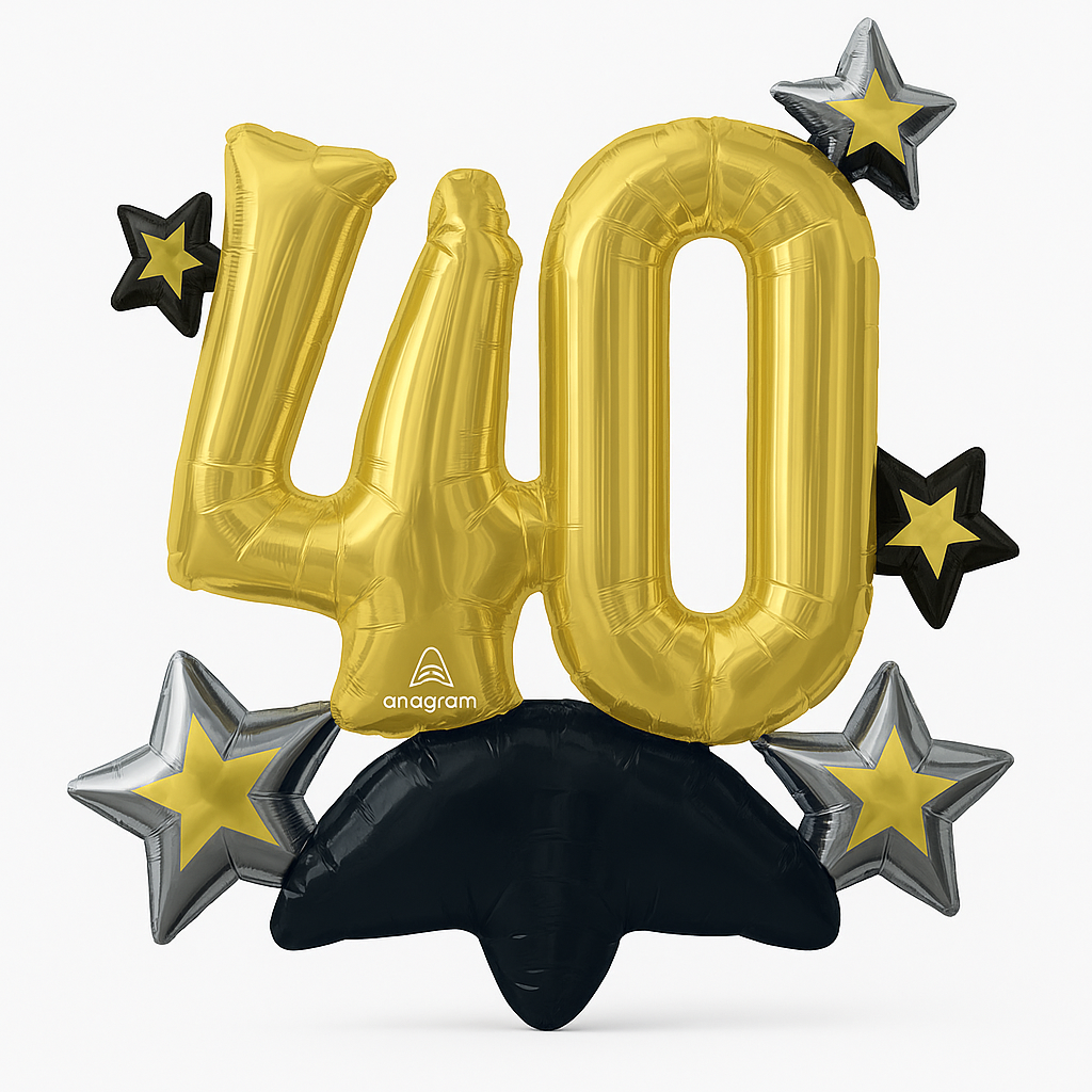 Celebrate 40th Birthday Foil Balloon with Star Accents