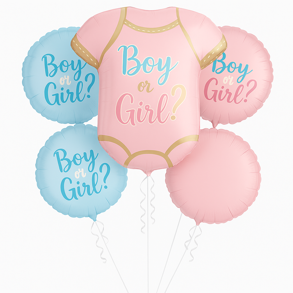 "The Big Reveal" Gender Reveal Balloon Bouquet - 5 Piece Set