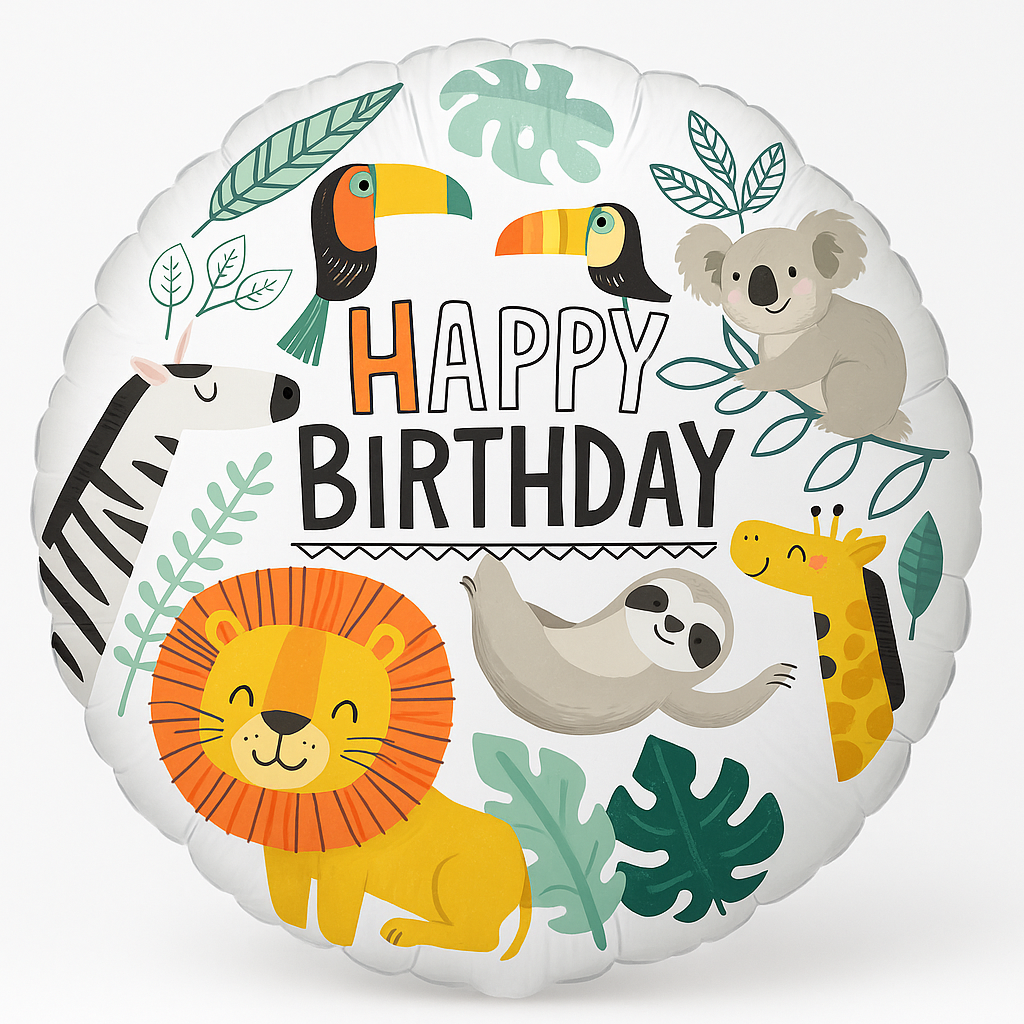 Jungle Safari "Get Wild" Birthday Foil Balloon