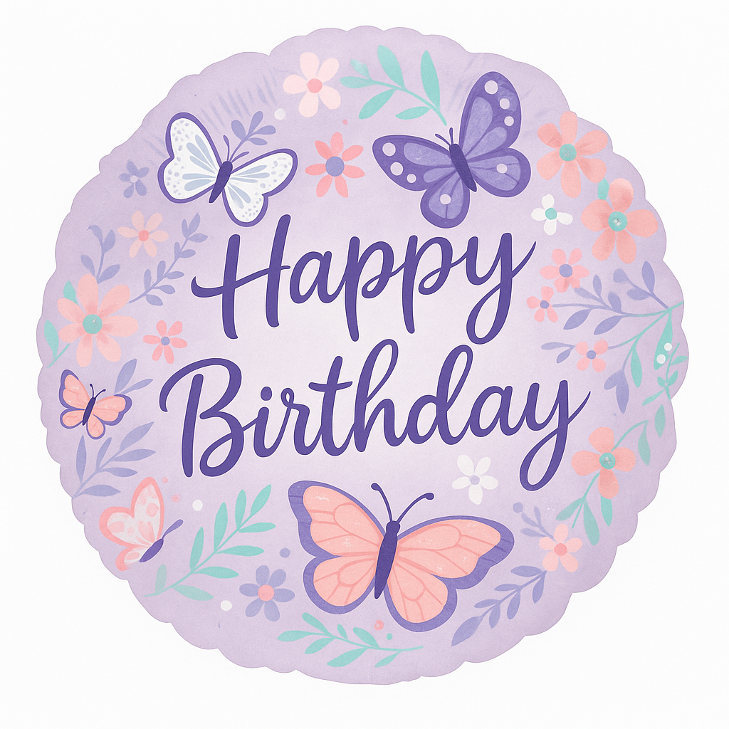 Fluttering Butterflies Happy Birthday Foil Balloon - 18 Inch