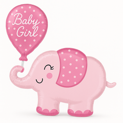 Adorable Elephant Baby Girl Balloon - Deluxe Foil