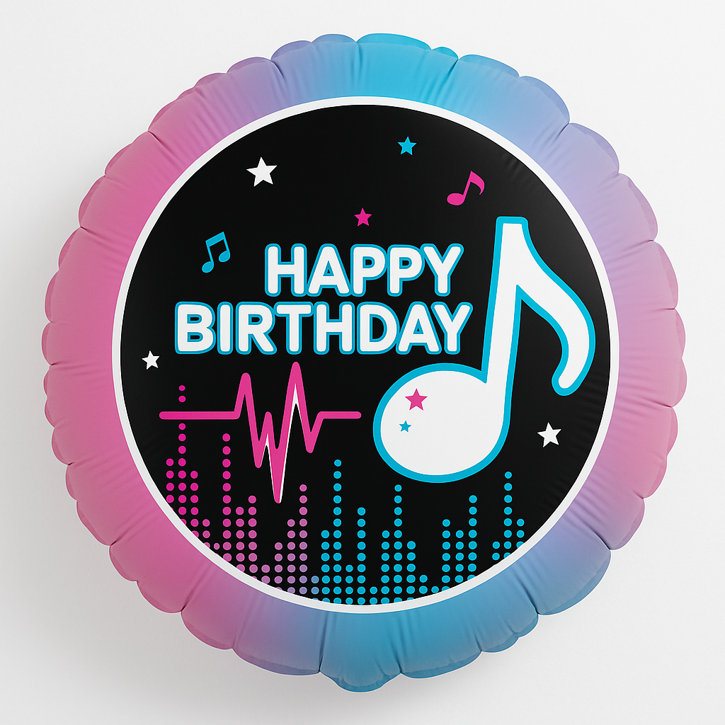 Vibrant Musical Happy Birthday Foil Balloon - 18 Inch