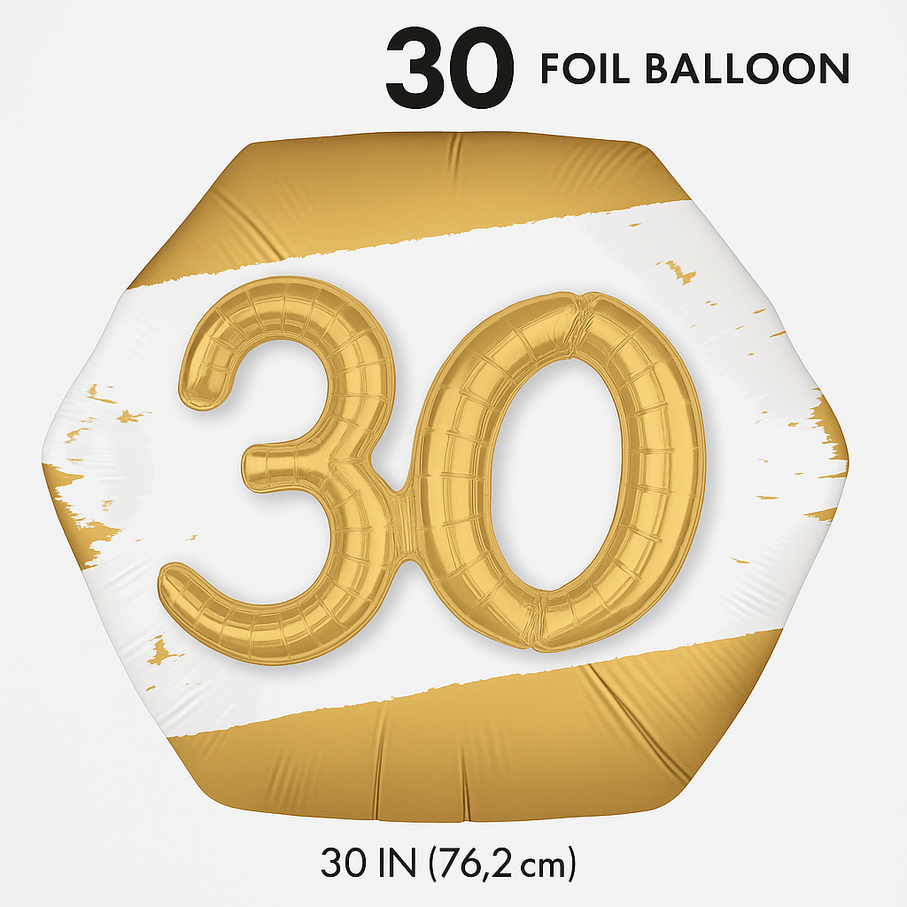 30th Birthday Deluxe Golden Age Foil Balloon