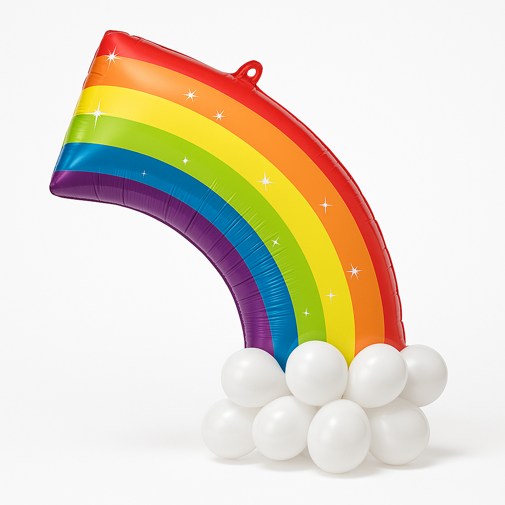 Sparkling Rainbow Foil Balloon with Latex Clouds