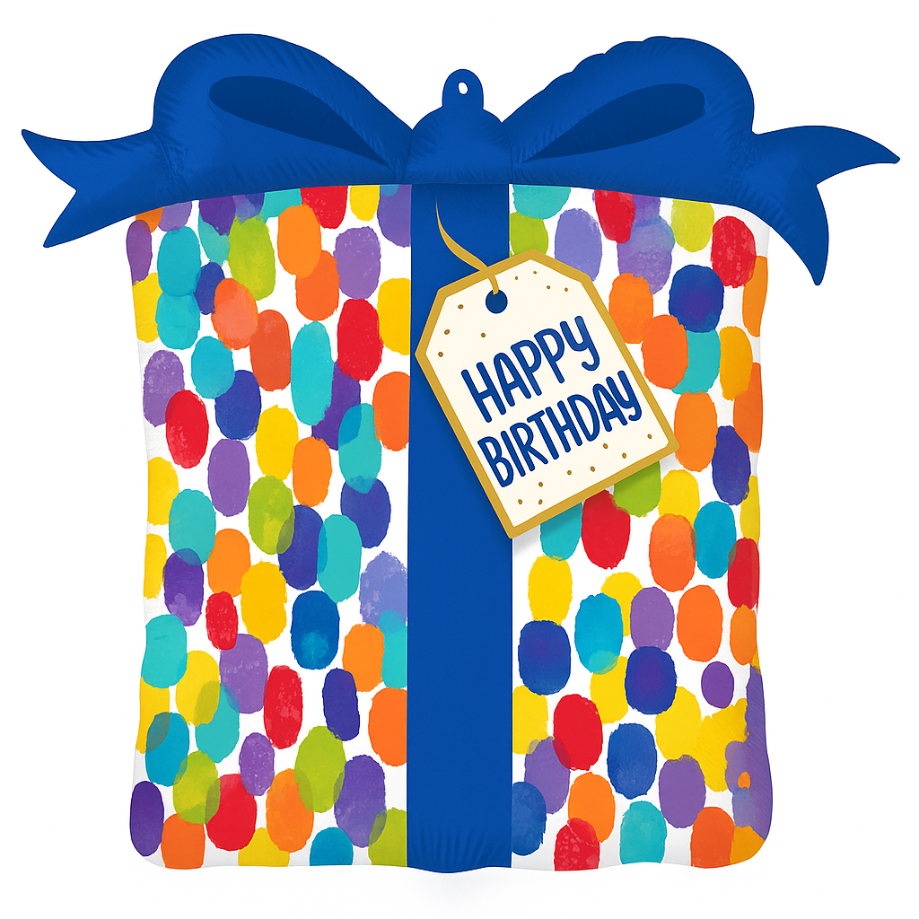 Colorful Gift Box SuperShape Foil Birthday Balloon