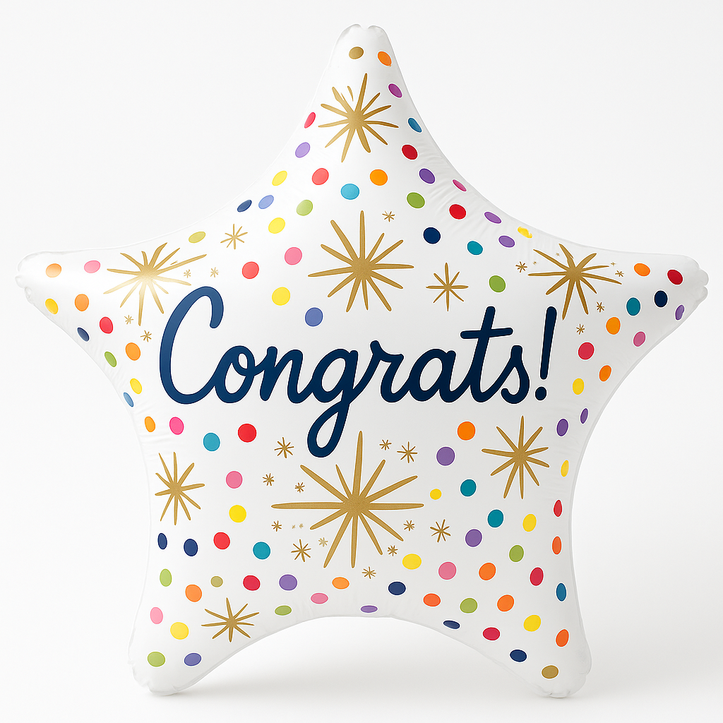 Sparkling Congrats Star Foil Balloon
