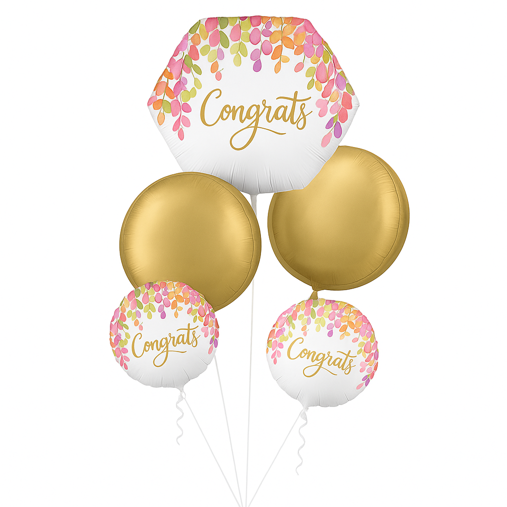 Romantic Floral Congrats Foil Balloon Bouquet
