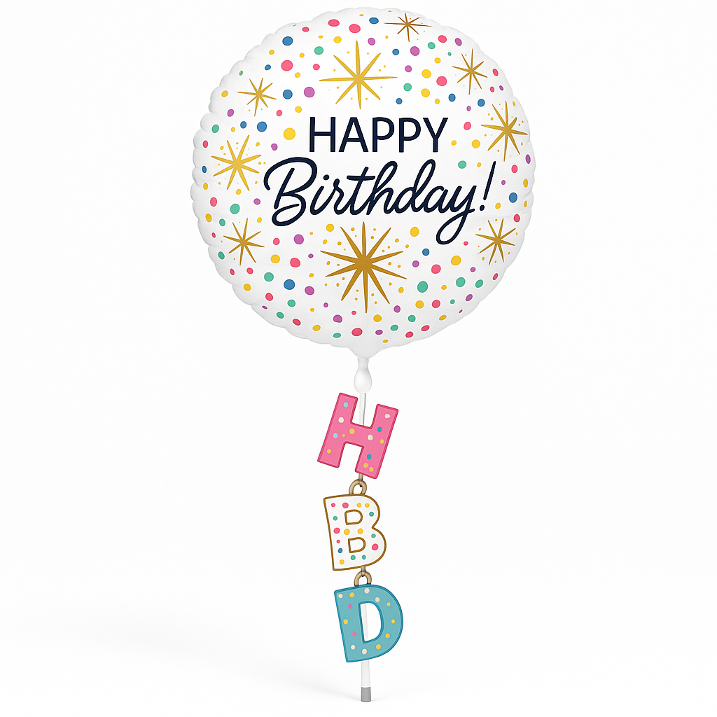 Metallic Happy Birthday Sprinkles Foil Air Walker Balloon