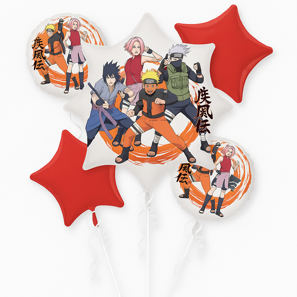 Naruto Themed Foil Balloon Bouquet - Perfect for Birthdays!