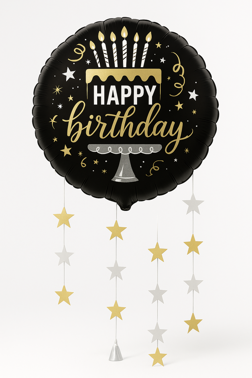 Deluxe Happy Birthday Star Foil Balloon with Dangling Stars