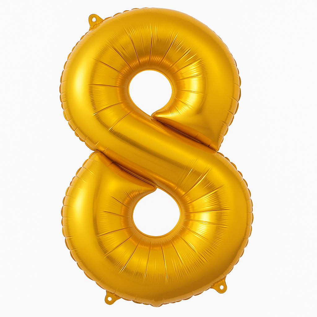 Gold Number 8 Foil SuperShape Balloon