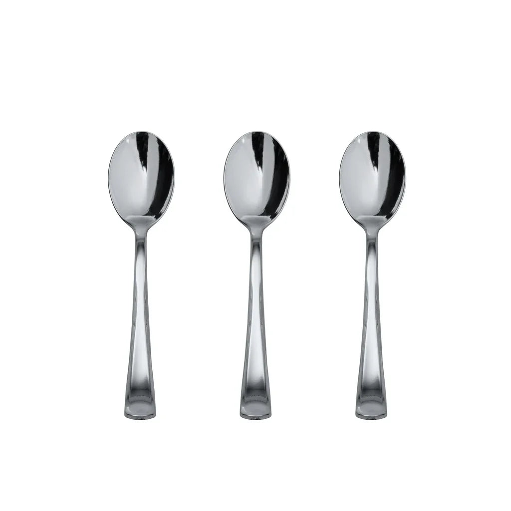 Exquisite Silver Plastic Tea Spoons | 480 Count