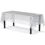 White Lace Plastic Table Cover - 54 In. x 108 In.