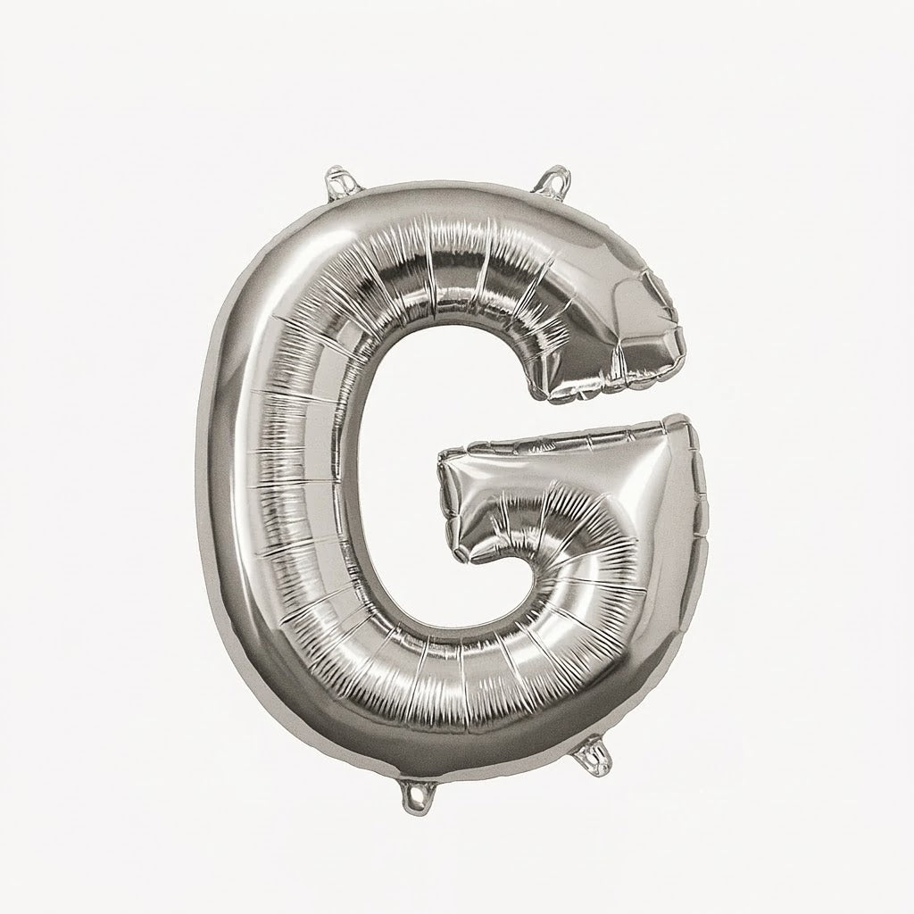 Silver Letter G Foil Balloon - Air-Filled