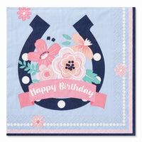 Saddle Up "Happy Birthday" Beverage Napkins - 16 Pack - 5 In. X 5 In.