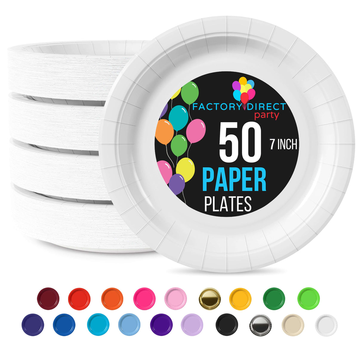 7 In. White Paper Plates - 50 Ct.