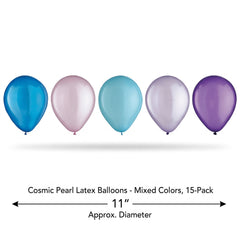 Cosmic Pearl Latex Balloons - Mixed Colors, 11-Inch, 15-Pack