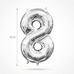 Silver Foil Air-Filled Number 8 Balloon