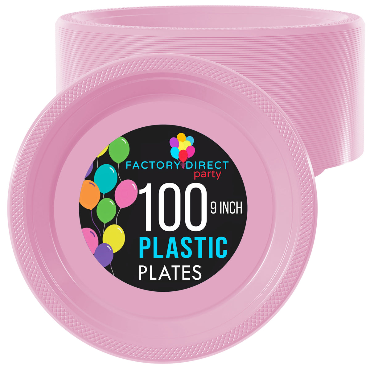 9 In. Pink Plastic Plates | 100 Count