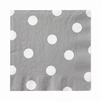 Silver Dot Border Beverage Napkins - 5 In. X 5 In. | 16 Count