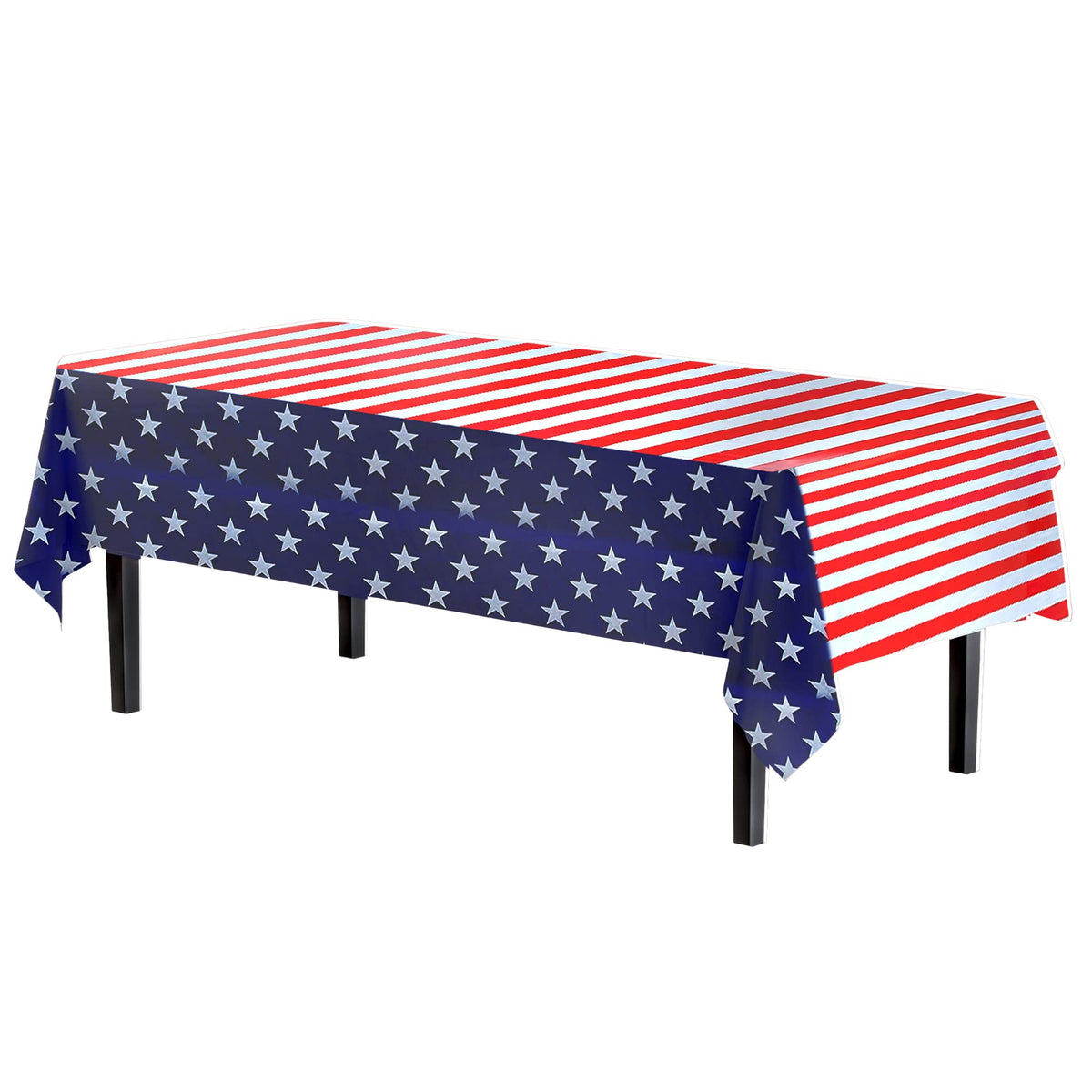 American Flag Plastic Tablecloth | Case of 48 - 54 In. x 108 In.