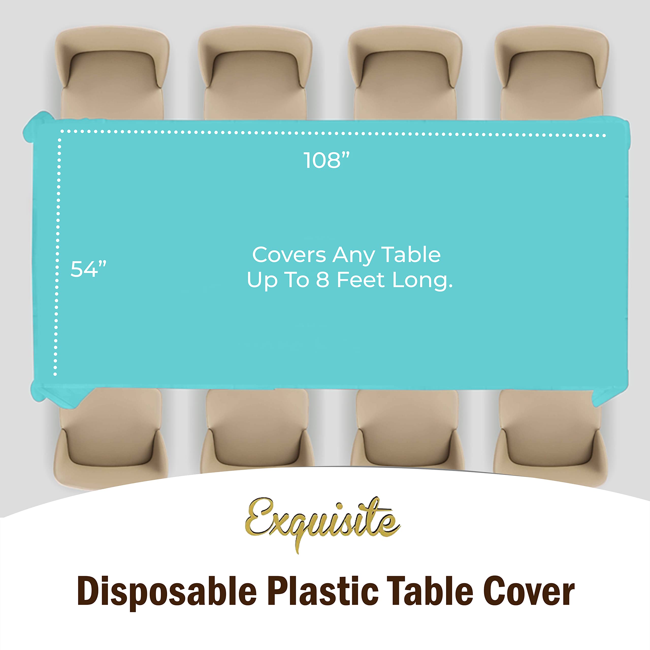 Aqua Blue Plastic Table Covers | 12 Pack - 54 In. x 108 In.