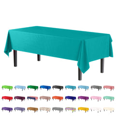 Aqua Blue Plastic Table Covers | 12 Pack - 54 In. x 108 In.