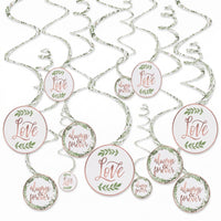 Love & Leaves Spiral Hanging Decor for Weddings, 12-Pack