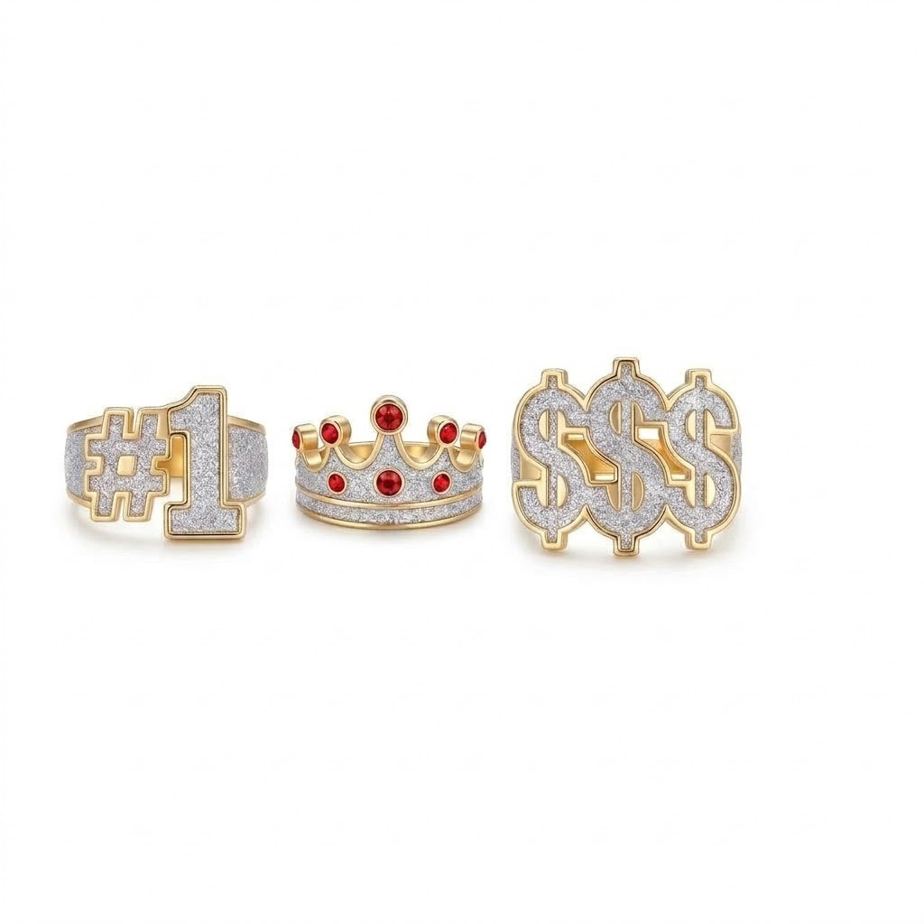 Bling Rings Costume Set - Silver, 3-Pack