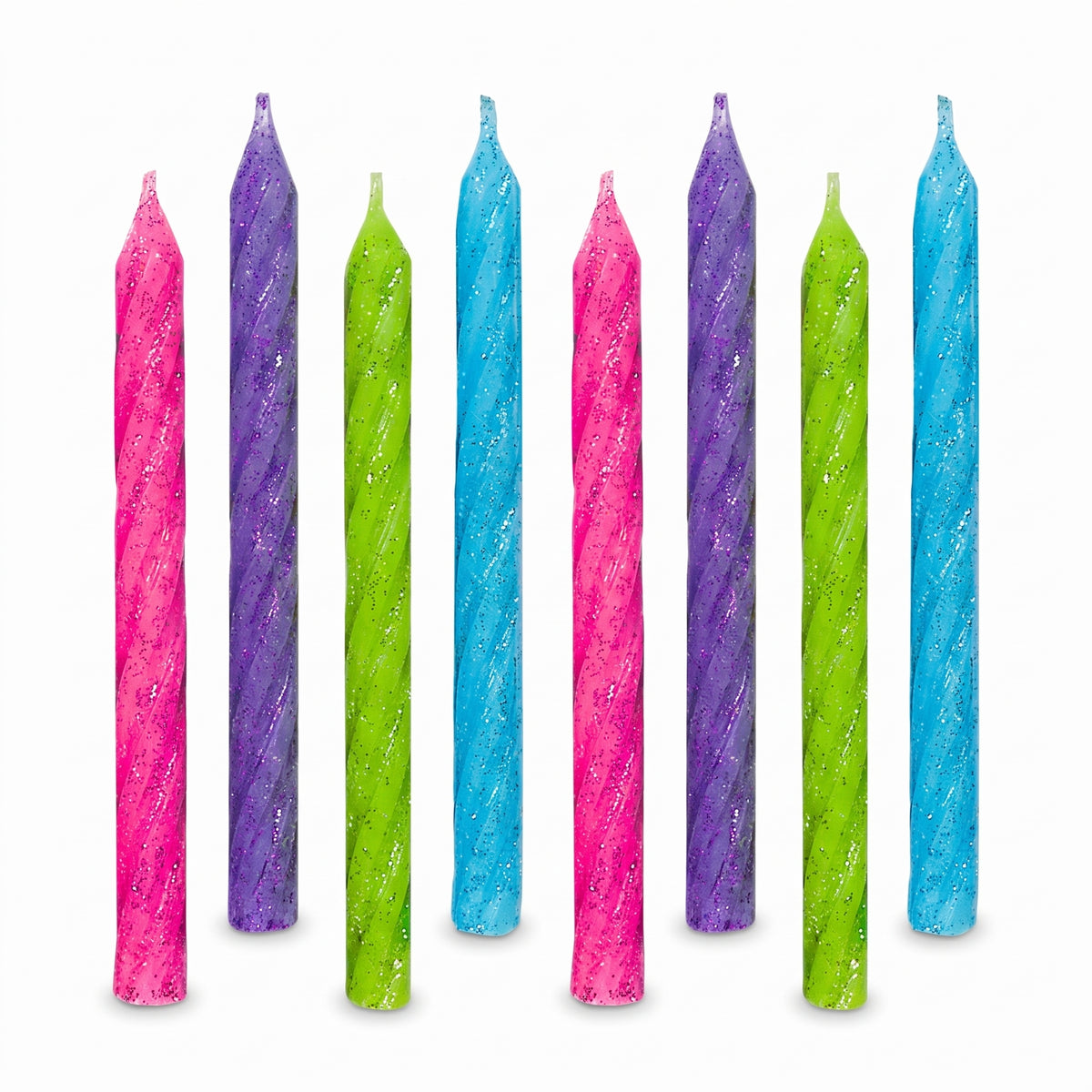 Large Glitter Spiral Birthday Candles - Brights