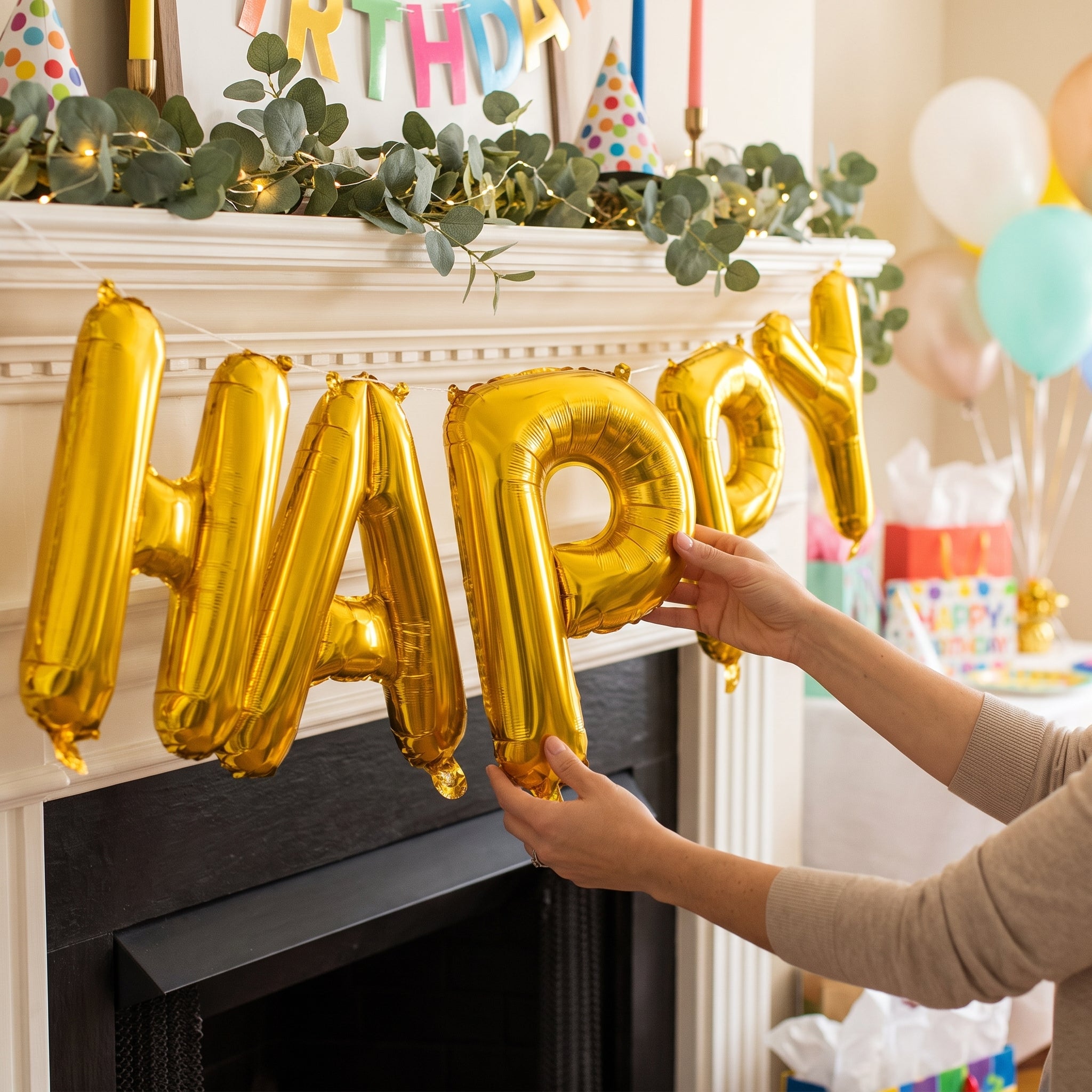 Gold Foil Letter 'P' Air-Filled Balloon