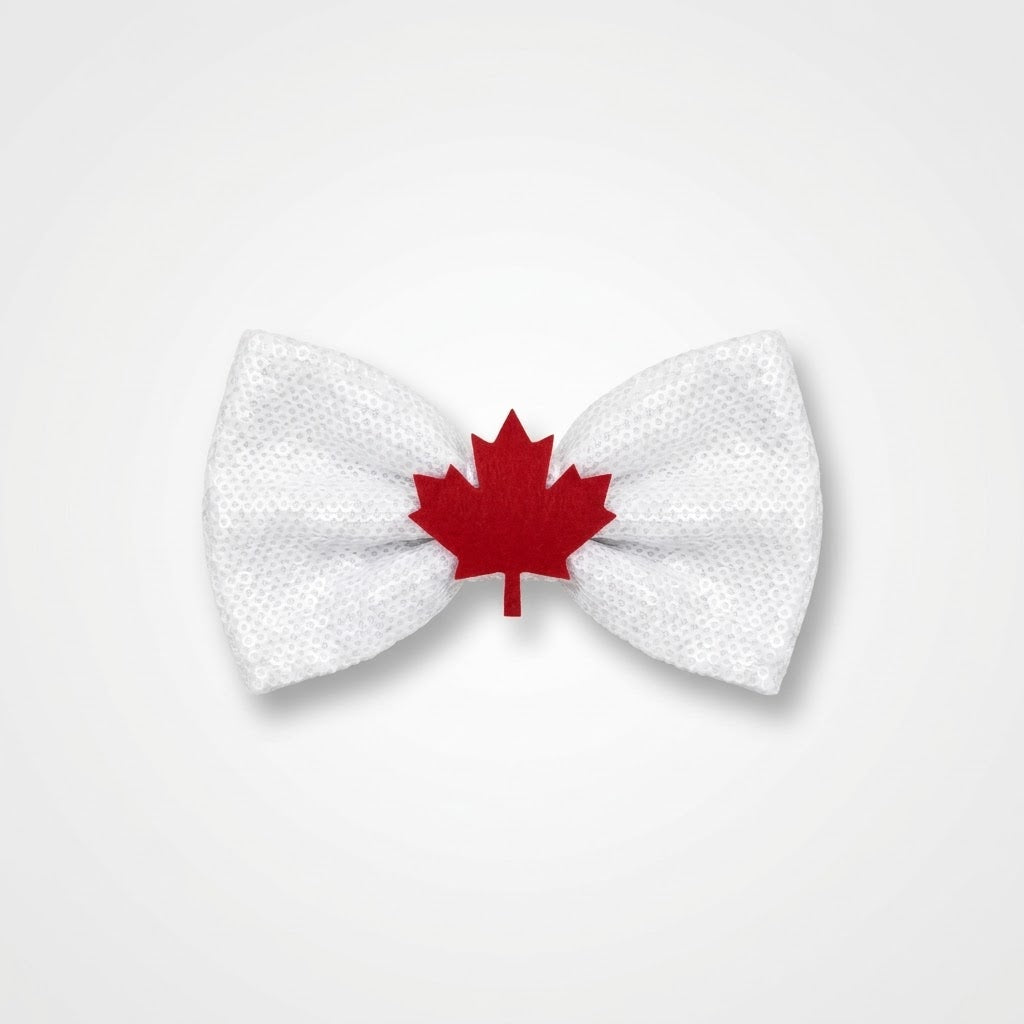 Canadian Pride Maple Leaf Sequin Bow Tie