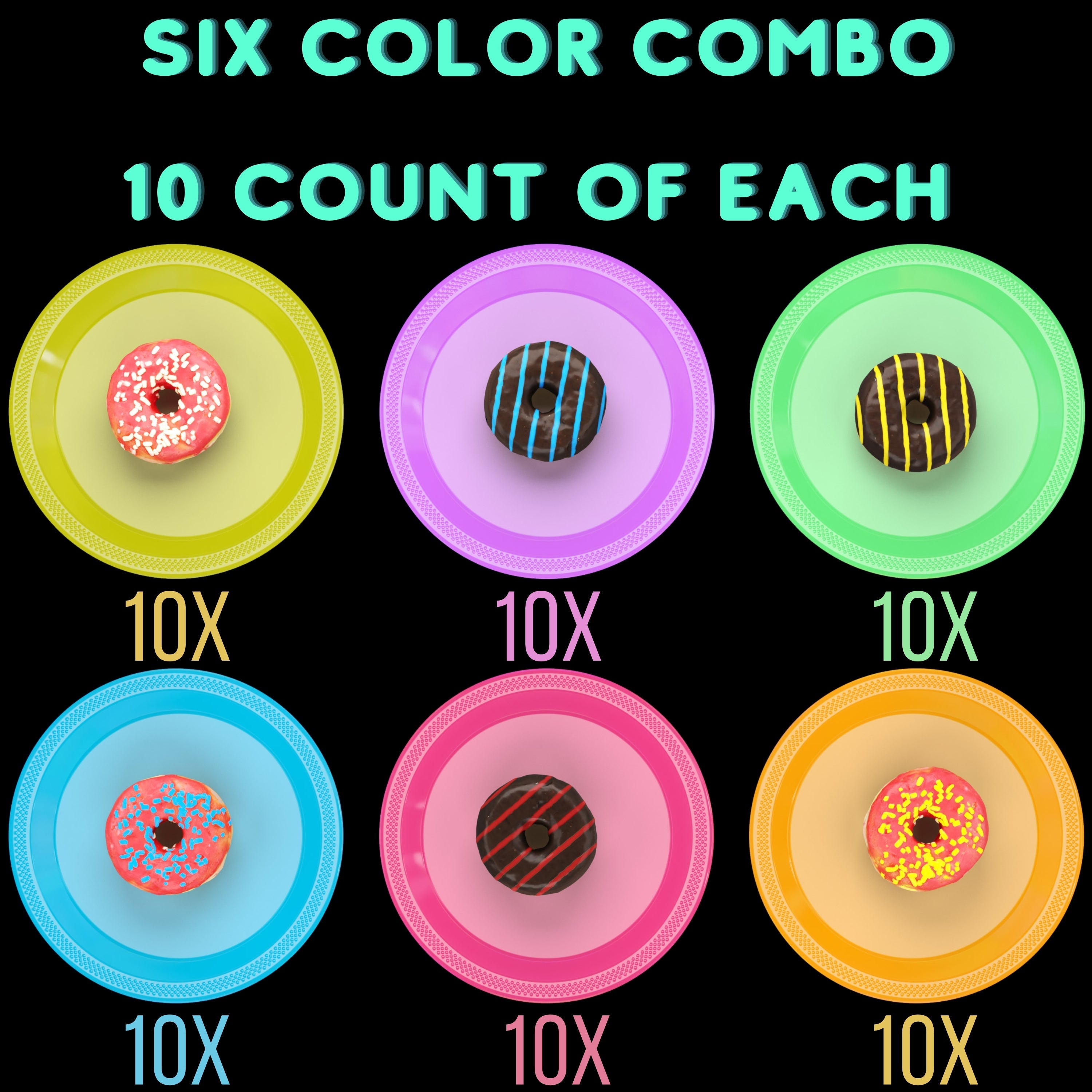 Little Gym - 7 In. Neon Assorted Color Plastic Plates - 60 Ct.