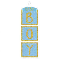 "Baby Boy" Glitter Hanging Sign Decoration for Baby Showers