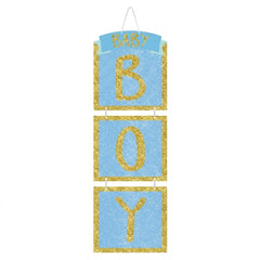 "Baby Boy" Glitter Hanging Sign Decoration for Baby Showers