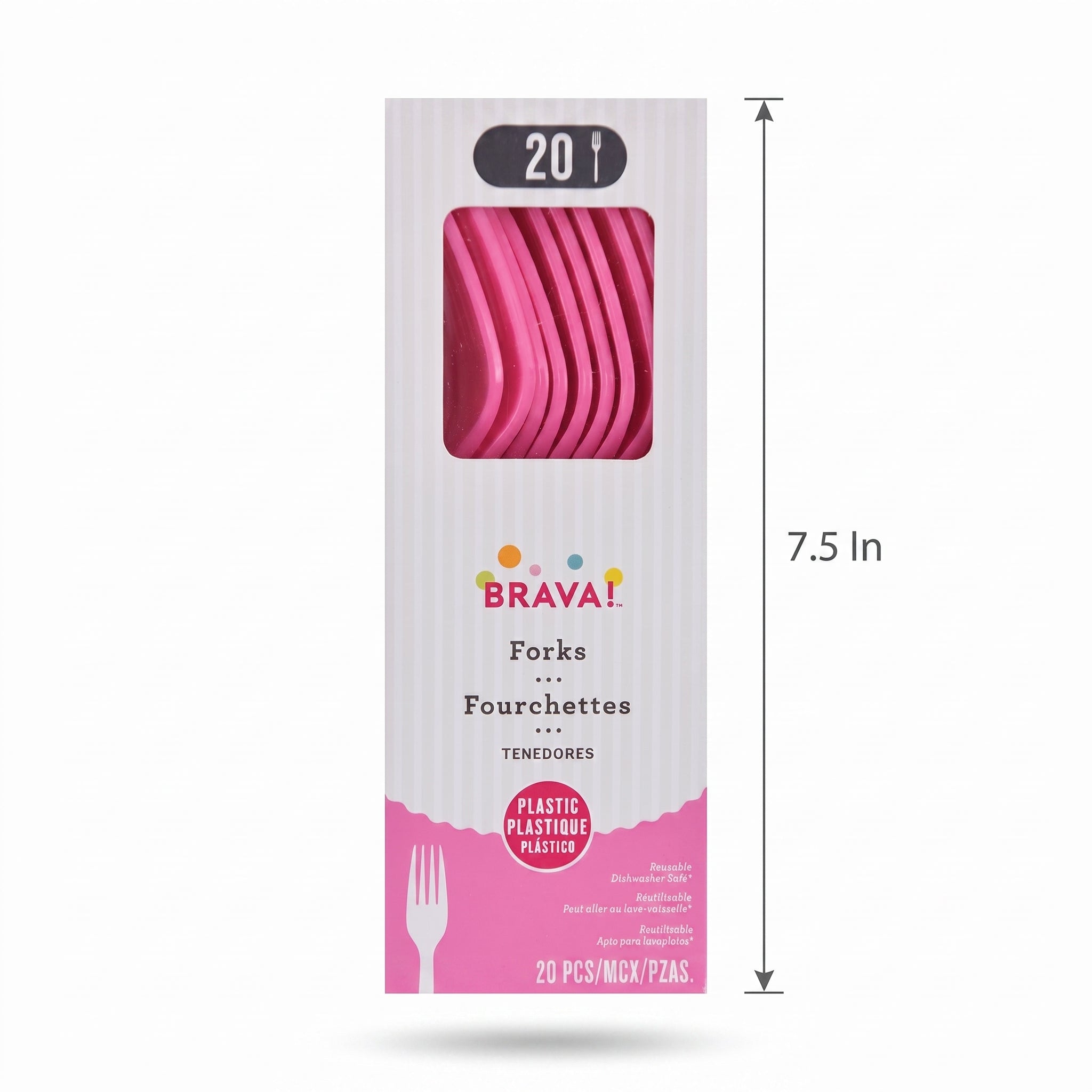 Bright Pink Plastic Forks - 7.5 in. - 20 Pack