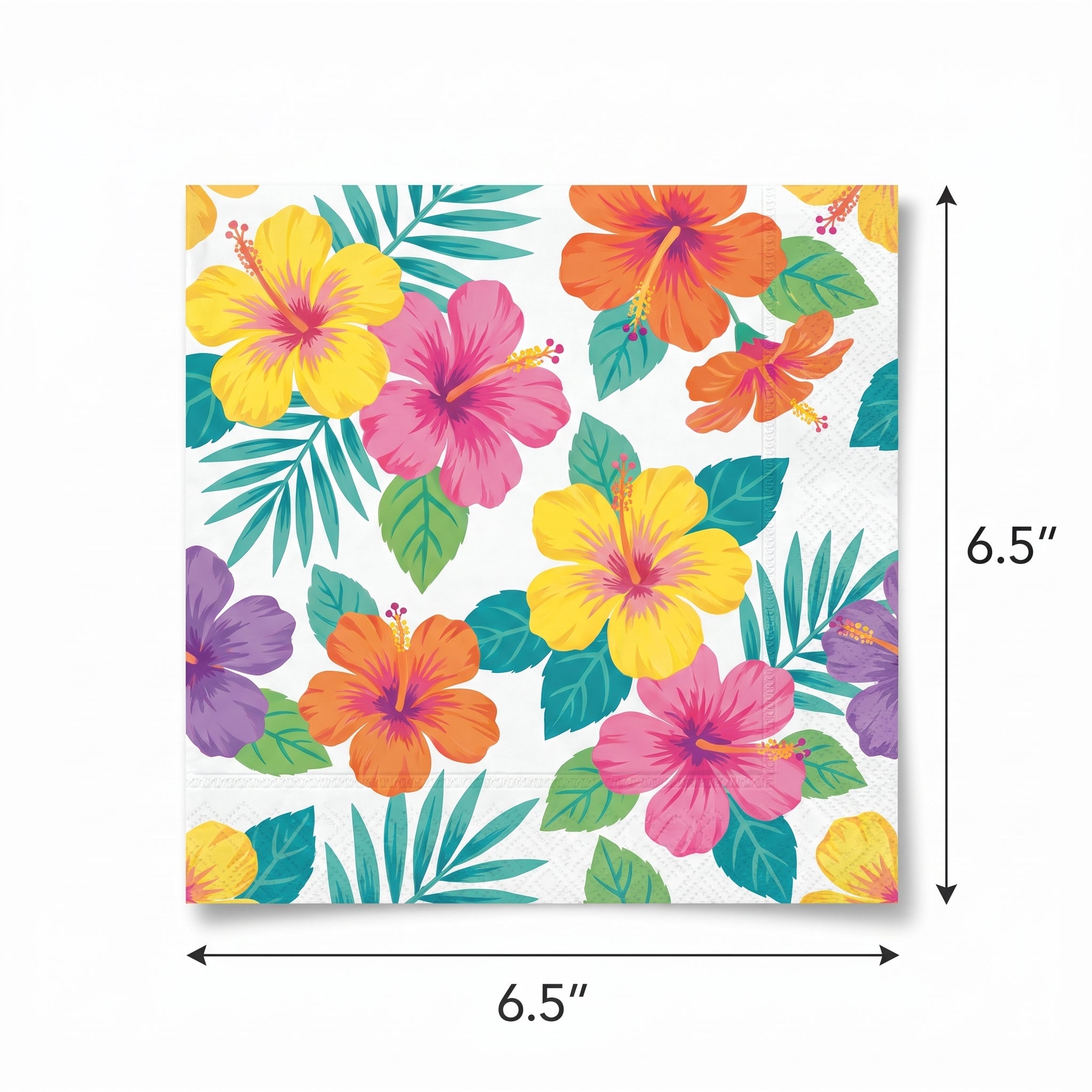 Vibrant Summer Hibiscus Luncheon Napkins - 6.5 In. x 6.5 In.