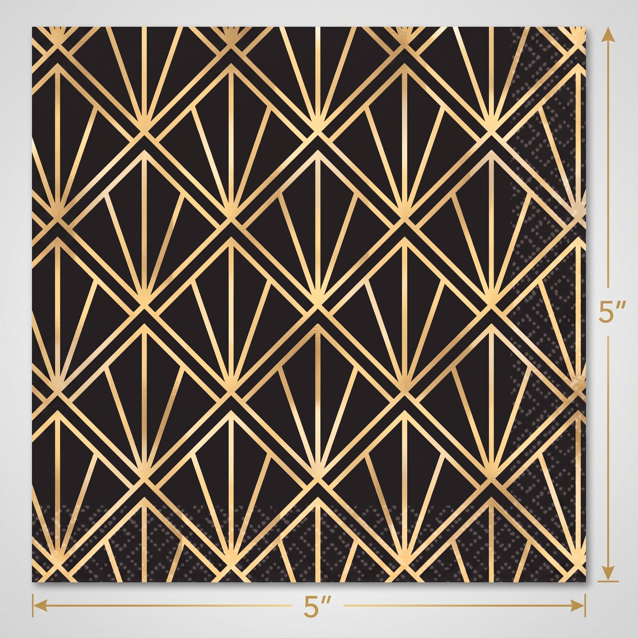 Glamorous Hollywood Gold & Black Beverage Napkins - 16 Pack - 5 In. X 5 In.